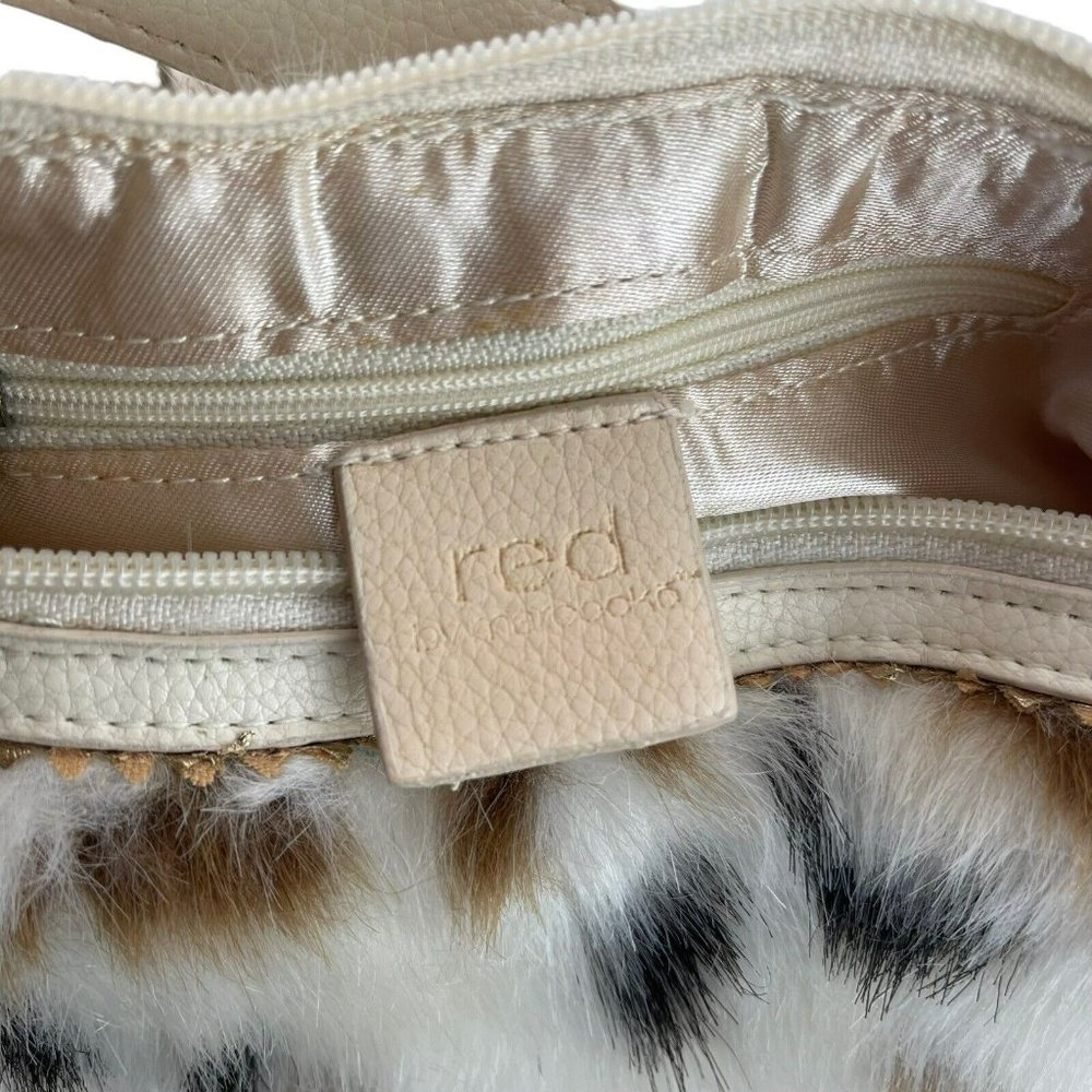 SOLD! Y2K RED by Marc Ecko White Faux Fur Mini Purse Cow Print Gold Metal - Picture 6 of 16